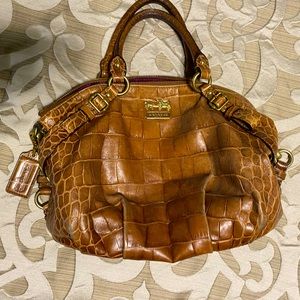 Coach Brand -brown alligator embossed handbag.